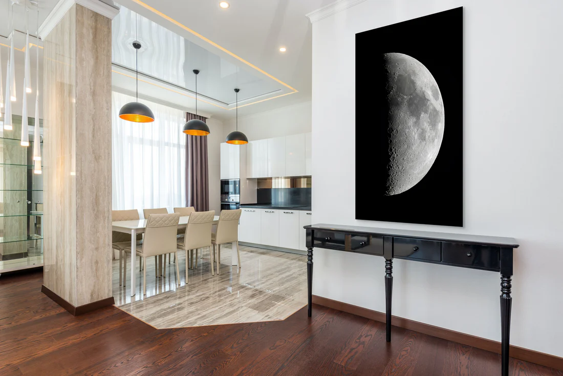 moon painting in a room